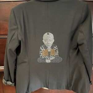 Black Women's Blazer with Embellished Design